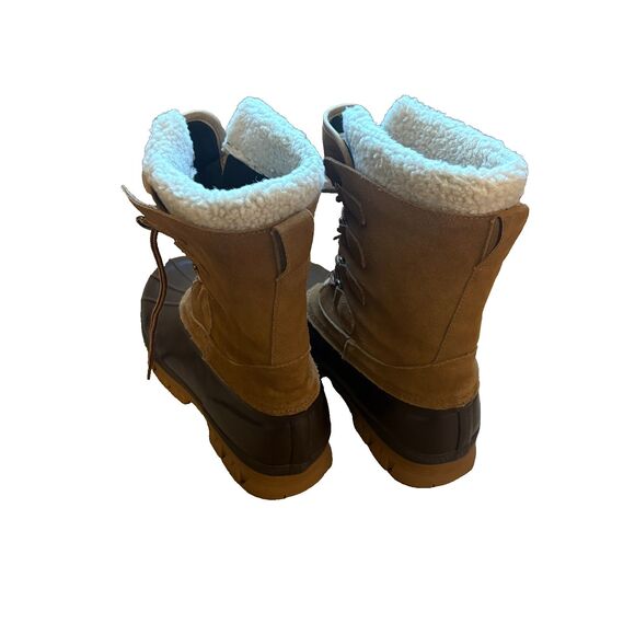 Lands End Expedition Boots Mens 10D Caramel Brown 487501 Suede Snow Mid Calf - Picture 2 of 6